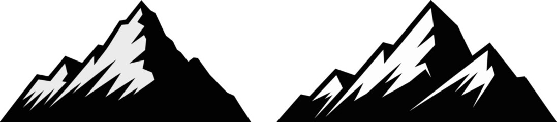 Mountain Silhouette Black Rocky Mountain Vector Illustration

