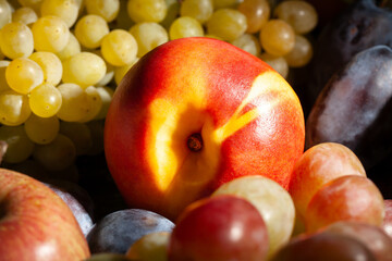 nectarine fruit mix on black background