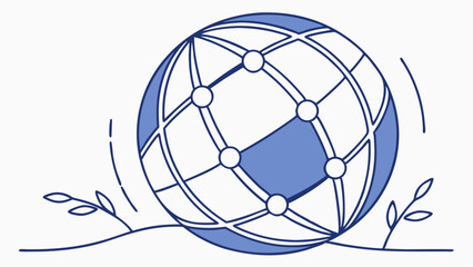 Stylized Globe with Network Connections and Decorative Foliage