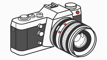 Stylized Illustration of a Vintage Camera with Lens