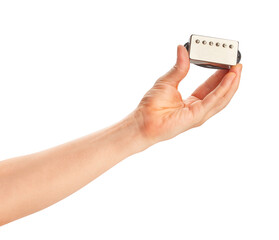 humbucker pickup in hand path isolated on white