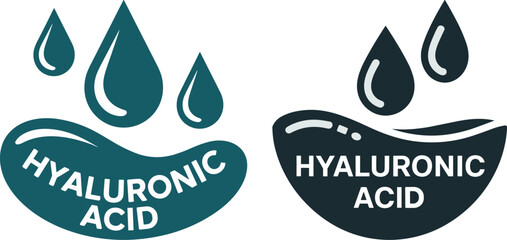 Hyaluronic Acid Icon – Moisturizing Badge Seal Sticker Logo for Skincare Products


