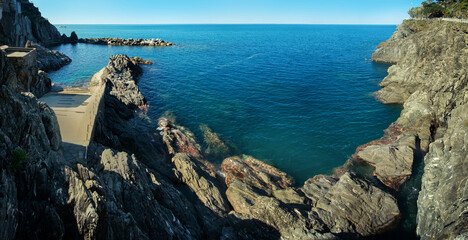 rocky harbor bay of Manarola, Cinque Terre, Italy