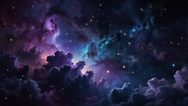 Cosmic Gradient Nebula Veil in Indigo and Purple for Backgrounds

