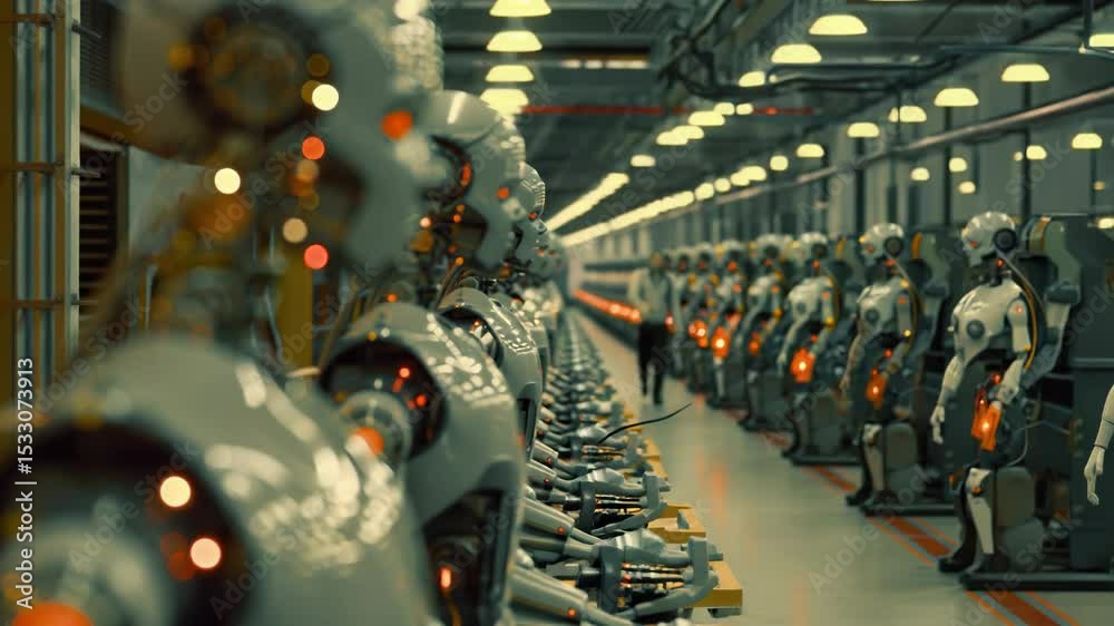Poster Robots lined up in a modern space