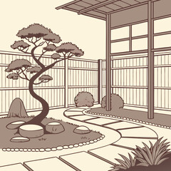 vector illustration of a tropical garden