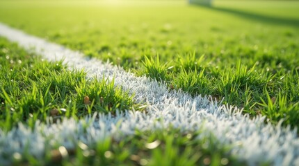 Grass stains clearly visible on a crisp white field line, natural light, outdoor sports texture.

