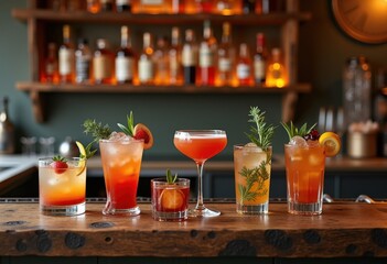 Craft Cocktails Rustic Wood Bar