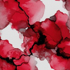 Abstract seamless pattern with bold red and black watercolor textures, organic shapes and artistic flow. Modern, creative, dynamic background for design, fashion, art, inspiration and decoration.