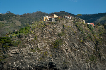 houses on the cliffs and terraced hills of Cinque Terre, Italy