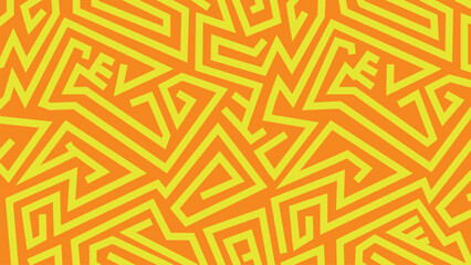 Retro yellow line art on orange background