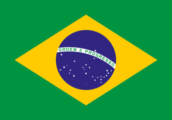 Fototapeta premium Vector flag of Brazil, a country in South America. Accurate dimensions and official colors. This file is suitable for digital editing and printing of any size.