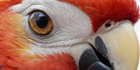 Ultra-Realistic Portrait of a Scarlet Macaw. for use in nature-themed posters, educational materials, print design.