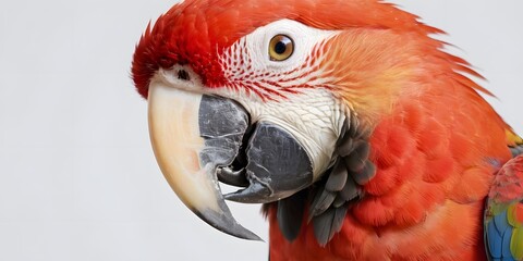 Ultra-Realistic Portrait of a Scarlet Macaw. for use in nature-themed posters, educational materials, print design.