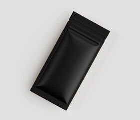 Blank black rectangular pouch packaging mockup for products