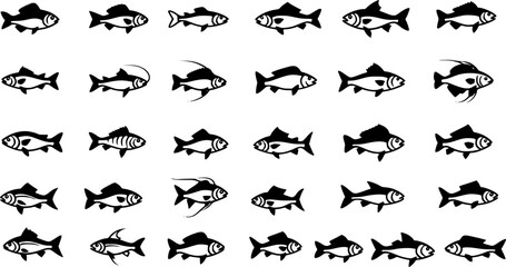 Fish icon vector set isolated on white background. food illustration sign collection.
