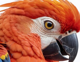 Ultra-Realistic Portrait of a Scarlet Macaw. for use in nature-themed posters, educational materials, print design.