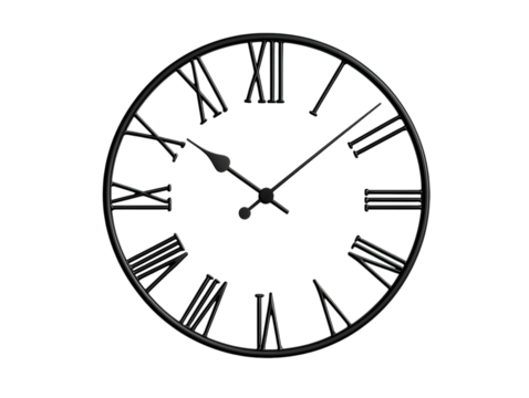 Elegant black wall clock with Roman numerals, perfect for modern home decor. - Powered by Adobe