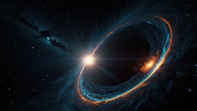 Cosmic Black Hole with Radiant Accretion Disk and Starry Background