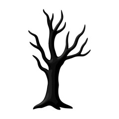 3d Bare Tree Silhouette for Halloween – Spooky Dead Tree Vector.	
