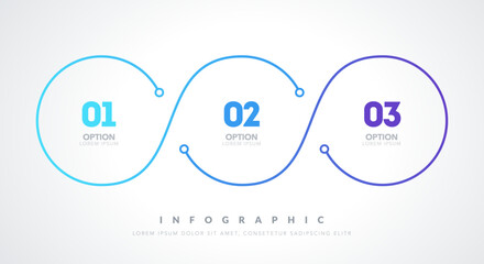Three Steps Infographic With Infinity Circle Shapes And Numbers