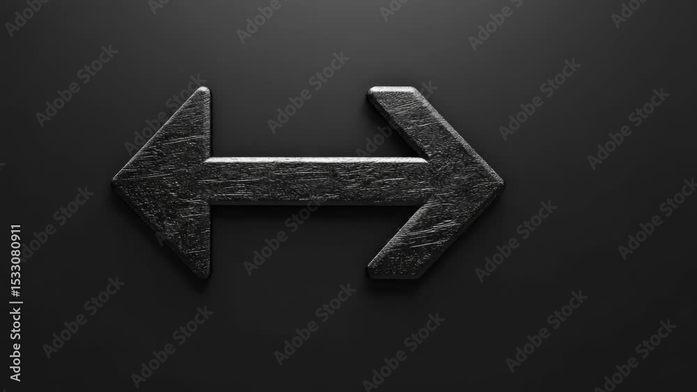 Poster a metallic arrow pointing to the left against a dark background