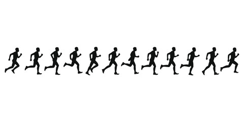Silhouette of Runners Animated Running Sequence Illustration