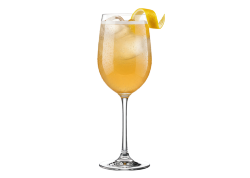 classic french 75 gin and champagne cocktail with a lemon twist