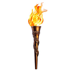 Burning Torch, Ornate Design, Isolated on Transparent Background, Flame, Torch, Fire