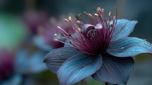 Captivating close-up of a beautiful hellebore flower with water droplets showcasing nature's beauty