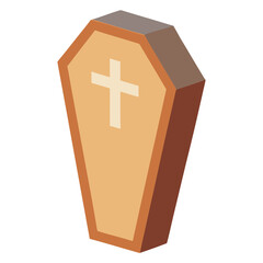 Obraz premium Wooden Textured Coffin in Flat Vector Design