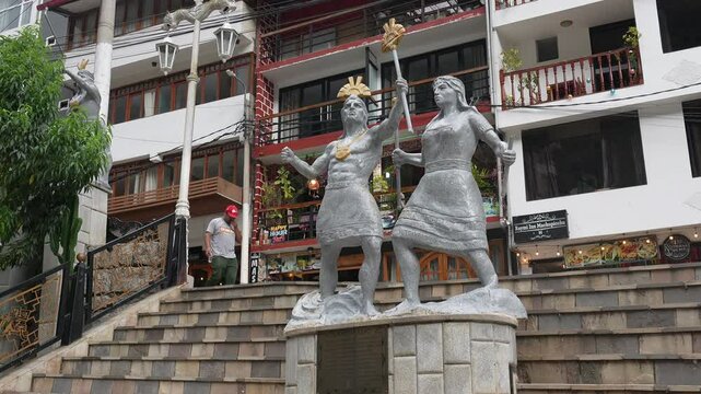 Aguas Calientes is the gateway town to the Machu Picchu archaeological site, located in the Cusco region of Peru.