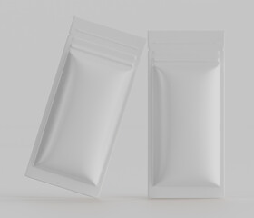 Blank white food packaging pouches mockup for design templates and promotional materials