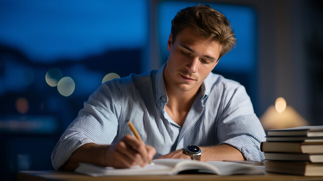 Doctoral candidate sketches thesis diagrams under moonlight