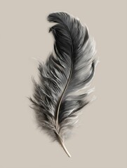Minimalist Black and White Photo of a Single Soft Feather
