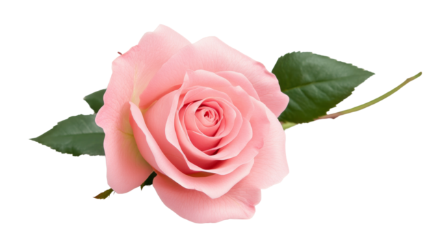 Pink Rose Flower, Single Stem, Isolated on Transparent Background, Botanical Illustration, Floral Design, rose, flower, pink