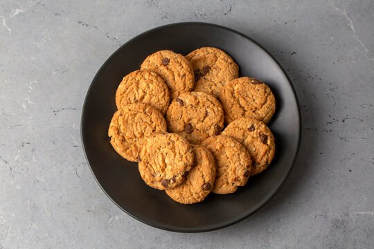 A plate of homemade chocolate chip cookies