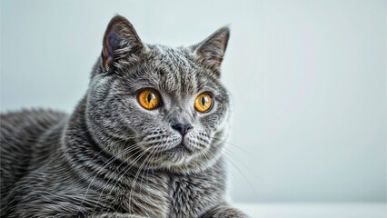 Close-up of British Shorthair Cat with Bright Eyes
