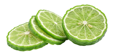Stacked Kaffir Lime Slices, Isolated on Transparent Background, Food Photography, Citrus Fruit, Kaffir Lime, Lime Slices, Food