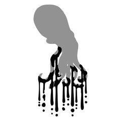 Tentacle Octopus Ink Drops Graffiti Spray Cool Fun Isolated Vector Graphic Design Illustration

