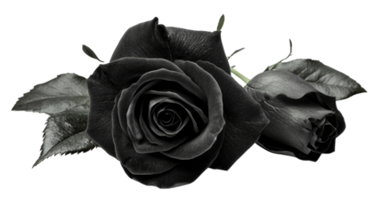 Two Black Roses Bouquet, Isolated on Transparent Background, Floral Photography, Gothic, Elegance, Roses, Black Rose, Flower