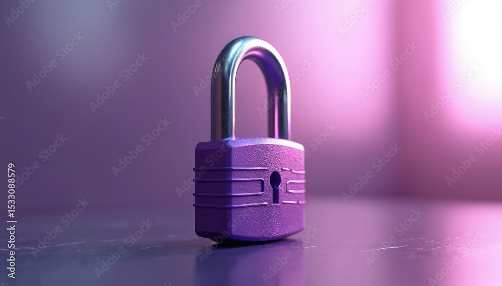 Poster purple padlock on abstract background. security lock, access control, data protection concept. digit