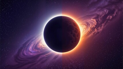 Solar Eclipse with Galactic Background in Space
