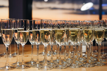 Champagne Glasses Arranged for Elegant Celebration
