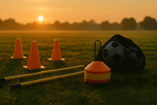 Soccer Training Equipment At Sunrise