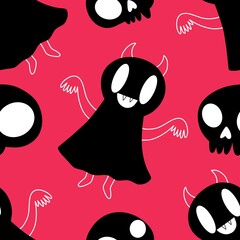 Halloween ghost seamless cute cartoon pattern for wrapping paper and fabrics