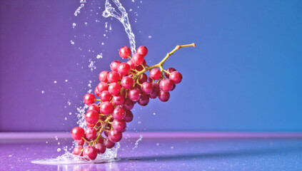 Vibrant Grapes Splash in Water, Freshness, Motion, Luxury Food Photography, High-End Beverage Marketing, Health & Wellness Concept