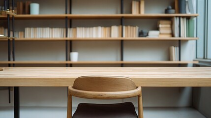 Minimalist Study Area with an Empty Desk and Chair in Natural Light