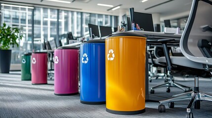Recycling methods for office environments promoting paperless systems and reusable supplies