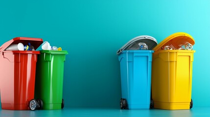 Recycling methods illustrated for separating plastics, glass, and paper at home with labeled bins